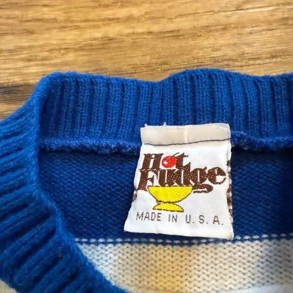 Vintage 80s Striped Knit Basketball Sweater - Picture 4 of 5